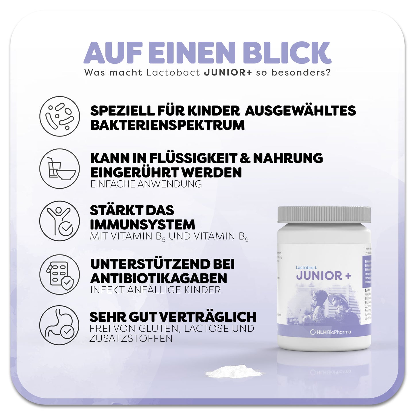 Informationsblatt zum Produkt Lactobact Junior plus