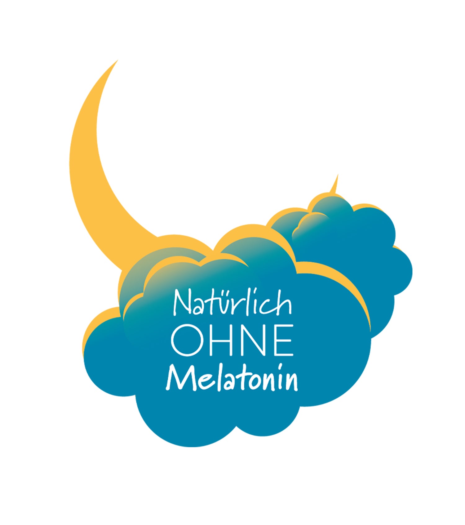 Sichelmond und Wolken mit Schriftzug Natürlich ohne Melatonin